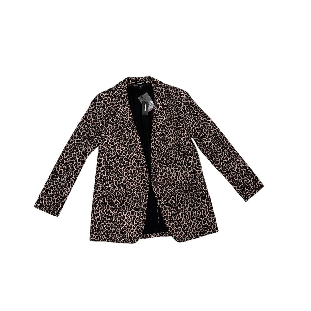 NWT  Express Leopard Print Boyfriend Blazer Professional Single Button Small